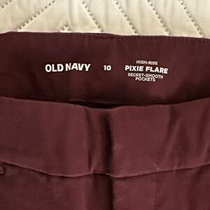 Old Navy Burgundy Pixie Flare High Rise Pants